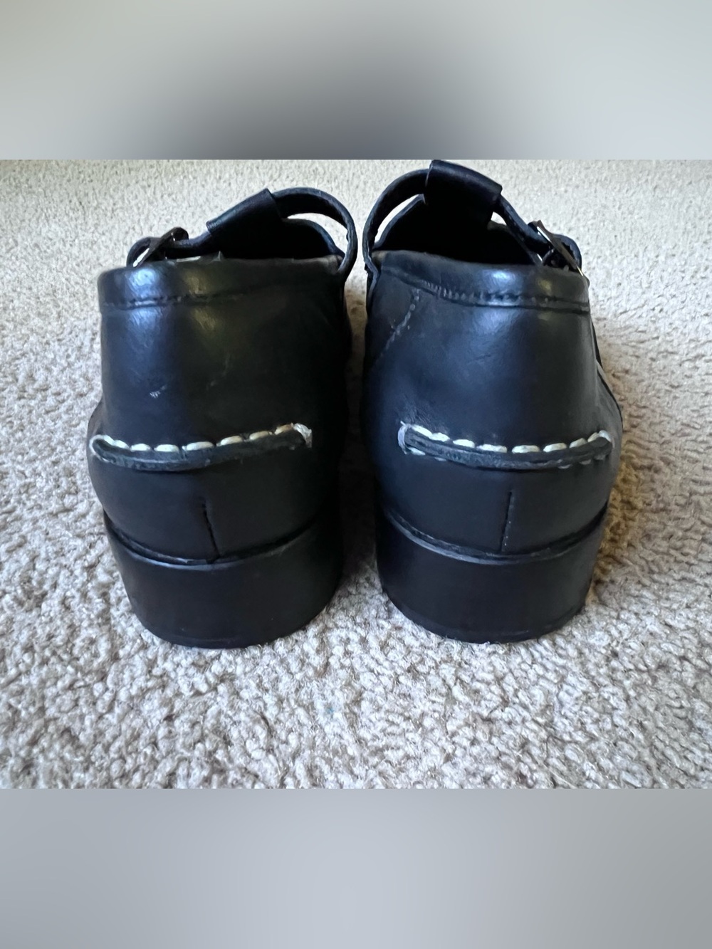 Everlane Black Leather T-Strap Mary Jane Loafers Flat Buckle Shoes Size 9 - Picture 5 of 10
